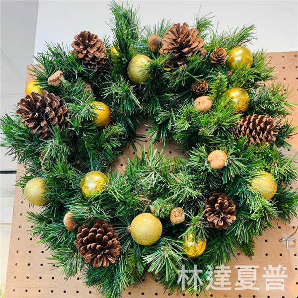XMS005 24吋松果金球聖誕花圏