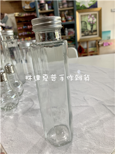 23六邊菱形瓶350ml鋁蓋玻璃瓶 ～浮游花