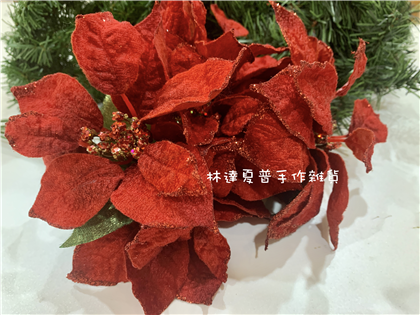 絨布聖誕紅 紅色亮片（朵）