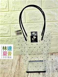 JL114010900237 PVC透明花帶印點黑20（